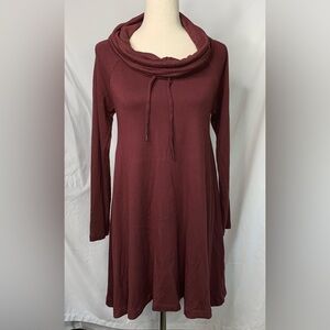 3/$30 Lou & Grey Women's Cowl Neck Drawstring  Long Sleeve Sweatshirt Dress XS